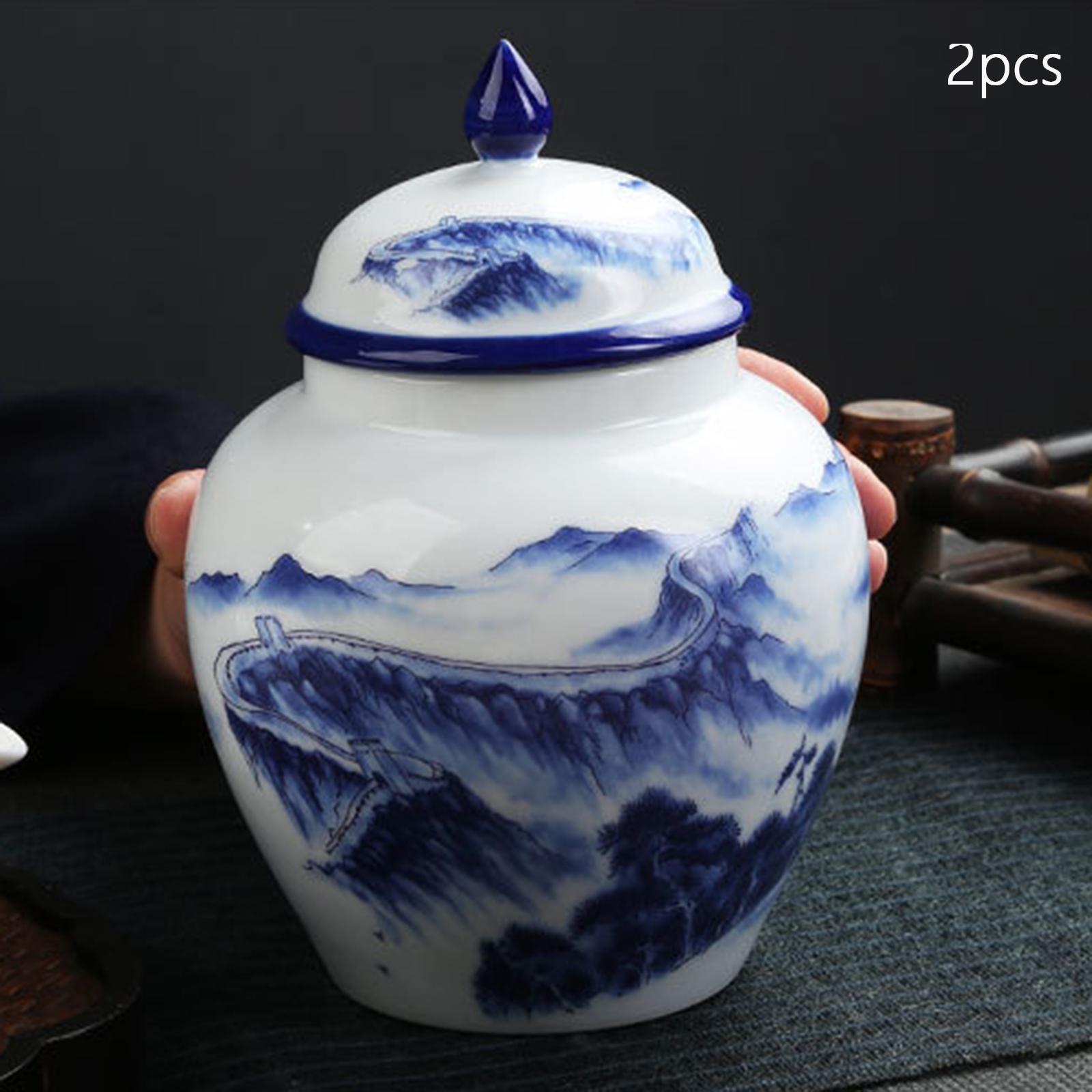 Ancient Chinese Style Ceramic Ginger Jar Storage Jar Can Flower Vase Glazed