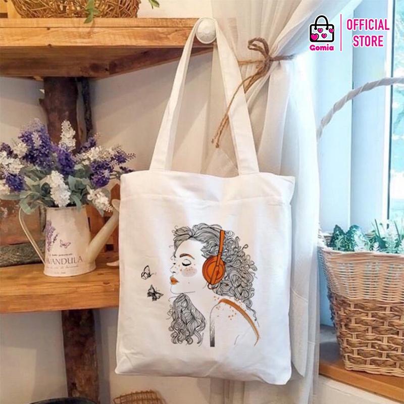 Túi TOTE vải Canvas hàng đẹp đi học đi chơi tiện dụng GOMIA TT2904