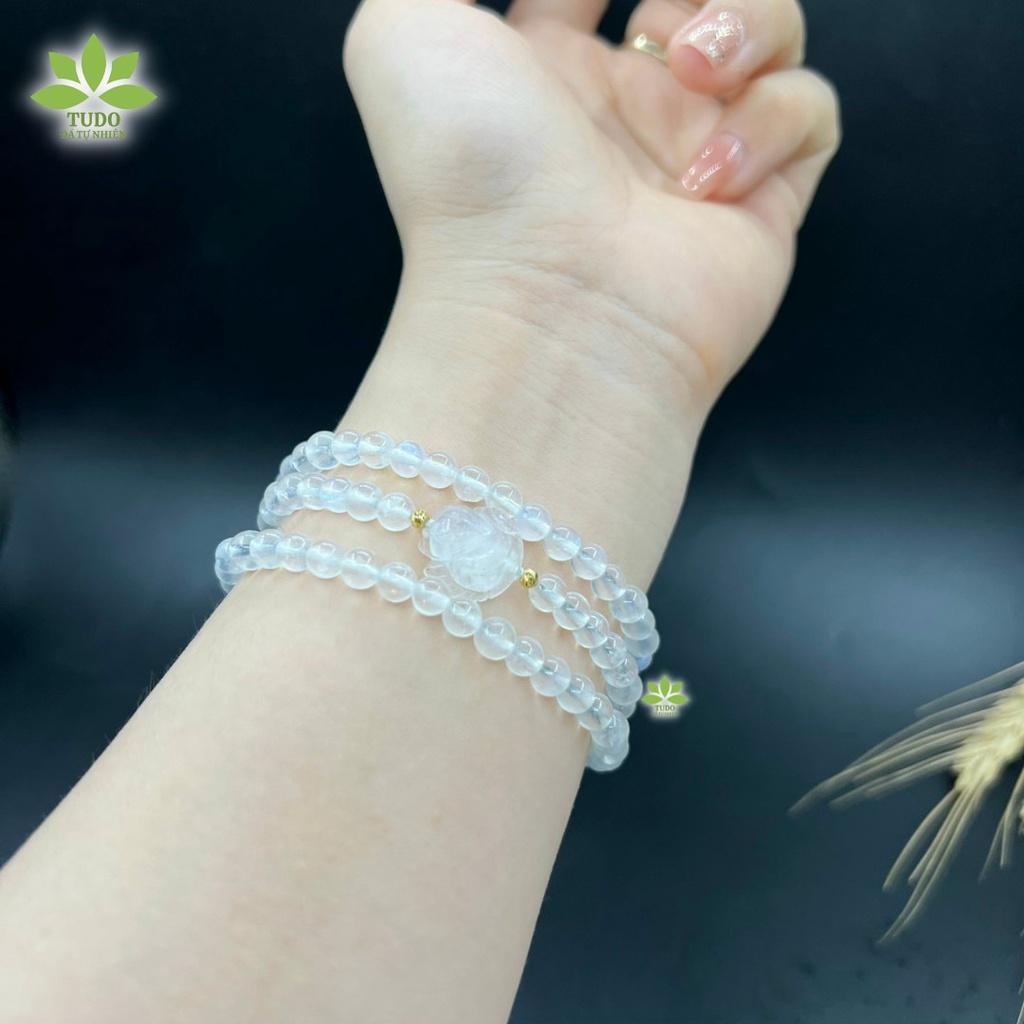 Vòng Phong Thủy Mệnh Kim, Thủy TUDO VCVMOON AU10K Charm Hồ Ly, Chuỗi Hạt quấn 3 vòng B23K1100