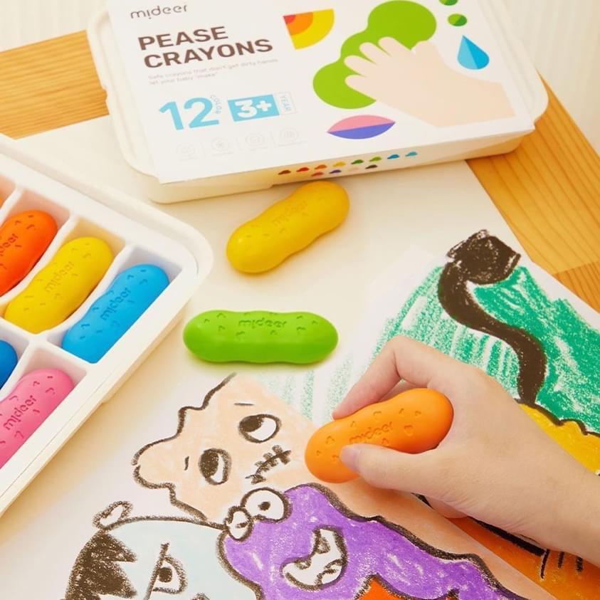 Màu sáp Lụa Hạt Đậu Pease Crayons Mideer, Bút Sáp Màu Hữu Cơ đồ chơi thủ công cho bé sáng tạo 2 3 4 5 6 Tuổi