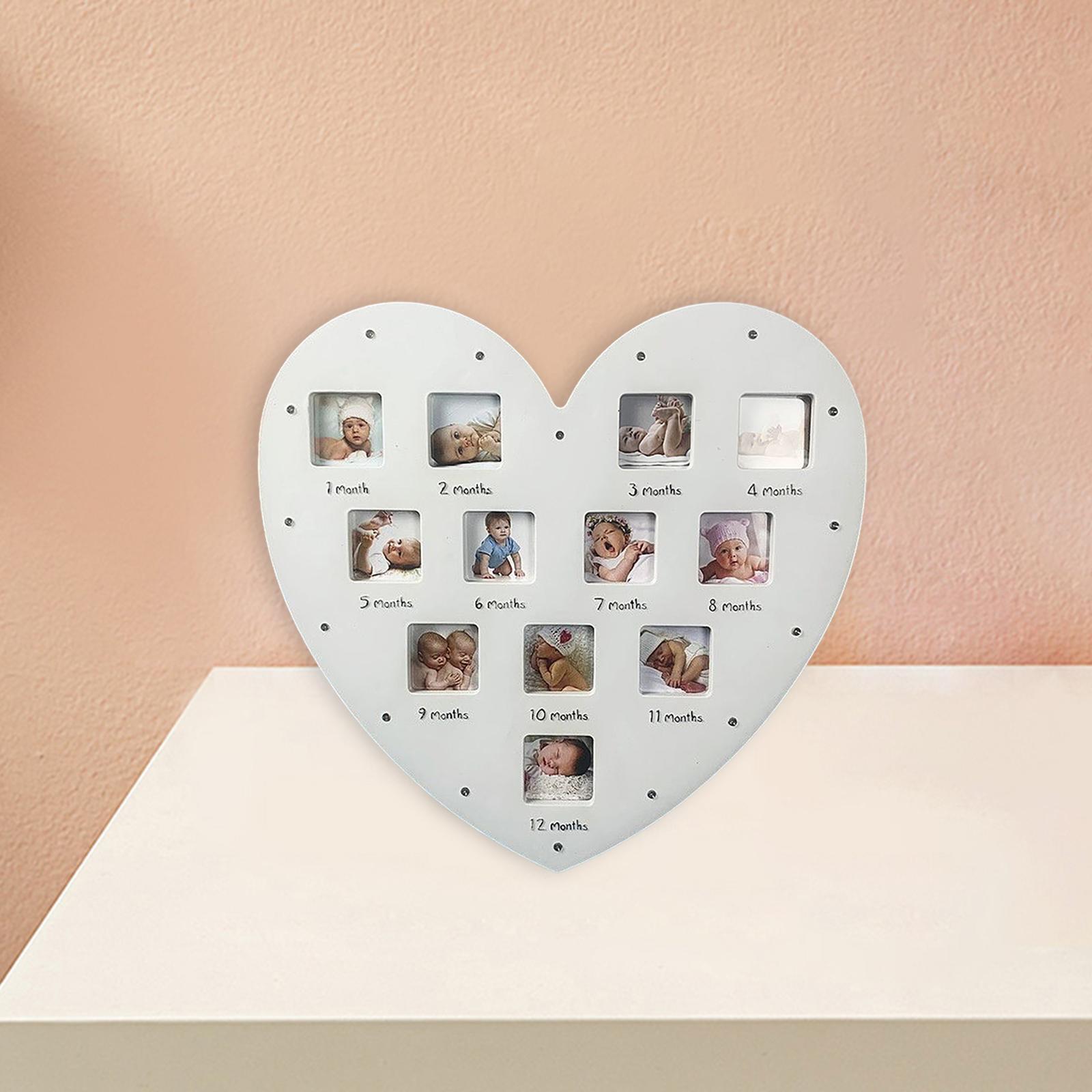 Heart Shape Baby First Year Frame for Party Decorations Birthday Newborn