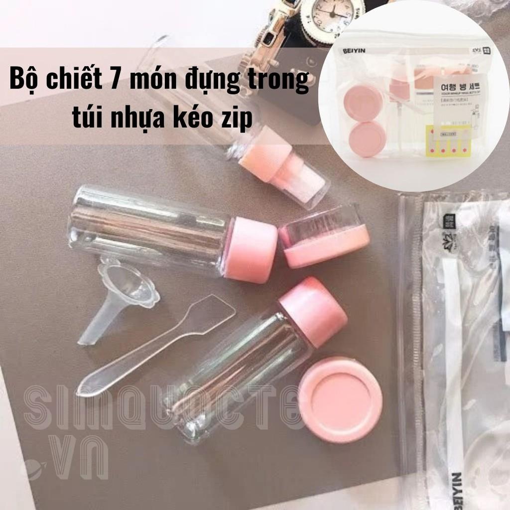 Bộ chiết mỹ phẩm 7 món nhựa cứng cáp an toàn tiện lợi đi du lịch