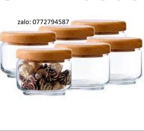 Hũ Thủy Tinh Ocean Pop Jar Wooden Lid Cao cấp - Nắp Gỗ - 750ML