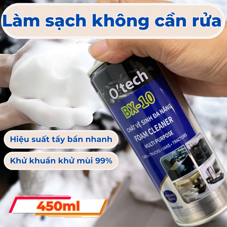 Bình Xịt Dạng Bọt Vệ Sinh Nội Thất Oto, Nội Thất Gia Đình - Chính hãng OTech 450ml