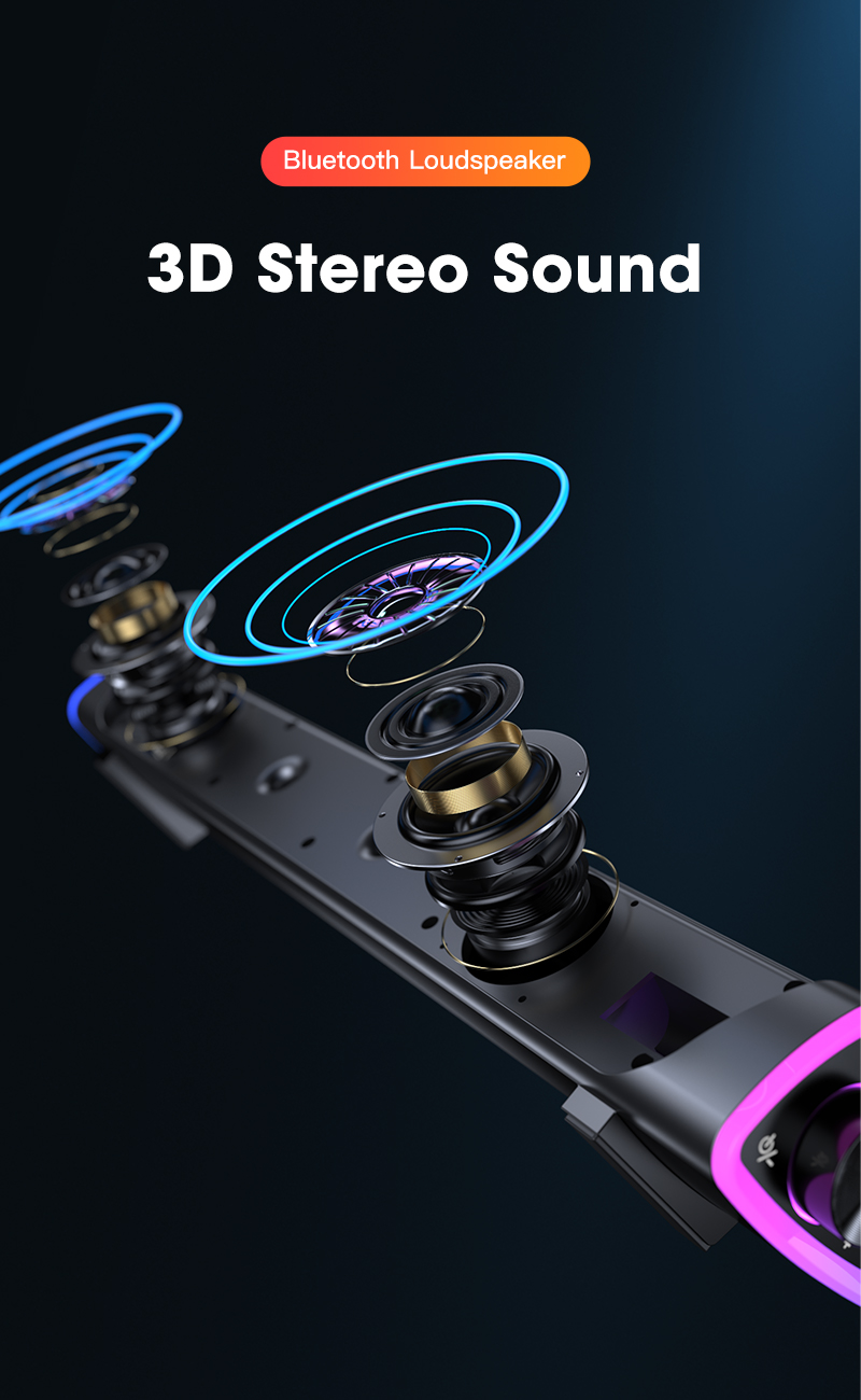 Loa Thanh Bluetooth Siêu Trầm âm thành vòm 360 độ SoundBar DIGITECH RGB