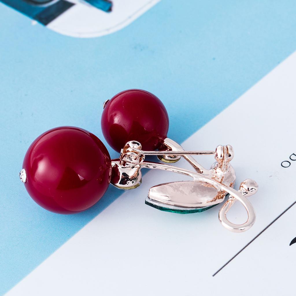 Double Cherry Brooch Faux Pearl Fashion Jewelry Shirt Brooch Pin Jewelry