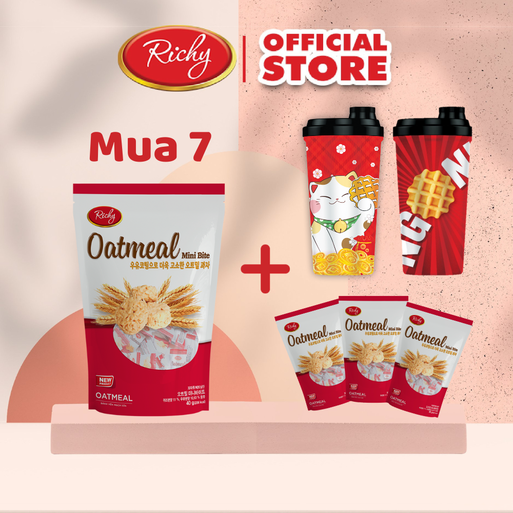 [Mua 7 tặng 3} Combo 7 gói bánh yến mạch mini vị sữa 40g