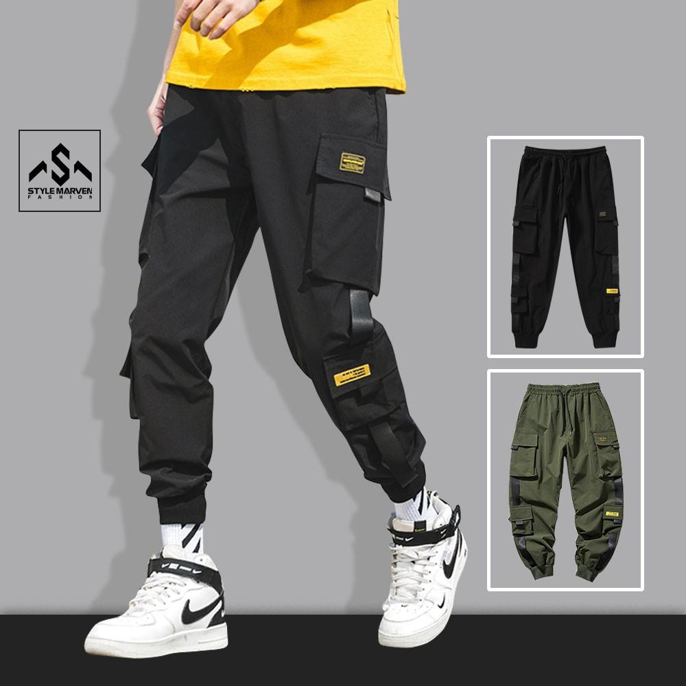 Quần jogger nam kaki túi hộp STYLE MARVEN nối dây thể thao cá tính - QUAN SM055