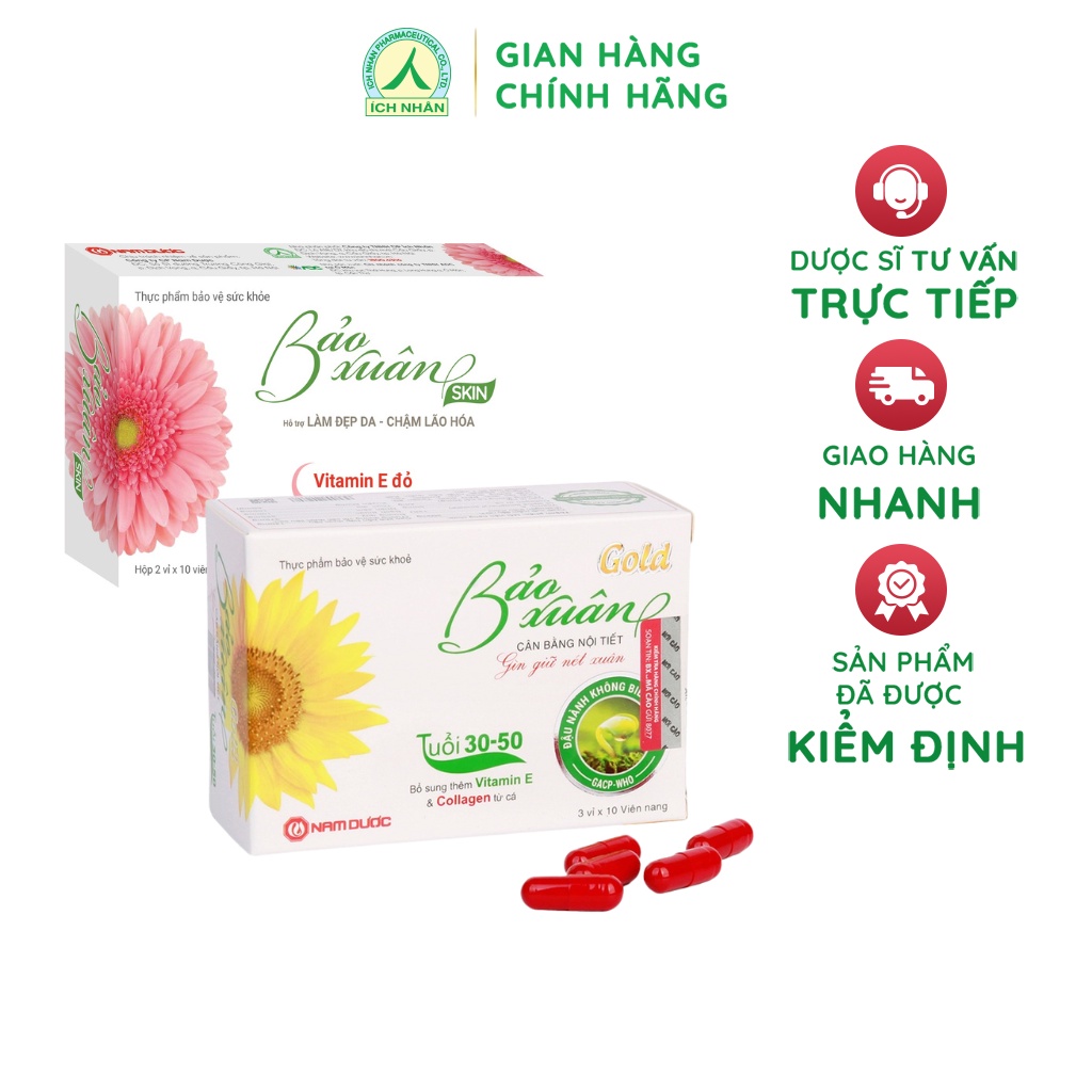 Combo Bảo Xuân Gold + Bảo Xuân Skin, Tăng Cường Nội Tiết Tố, Làm Đẹp Da, Tăng Cường Sinh Lý Nữ