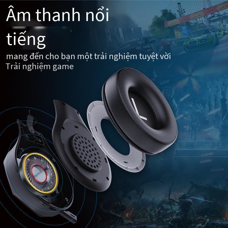 Tai nghe không dây chơi game chế độ kép Bluetooth 2.4G phong cách mới nhất chế độ tất cả trong một Đèn RGB đầy màu sắc tai nghe chơi game không dây