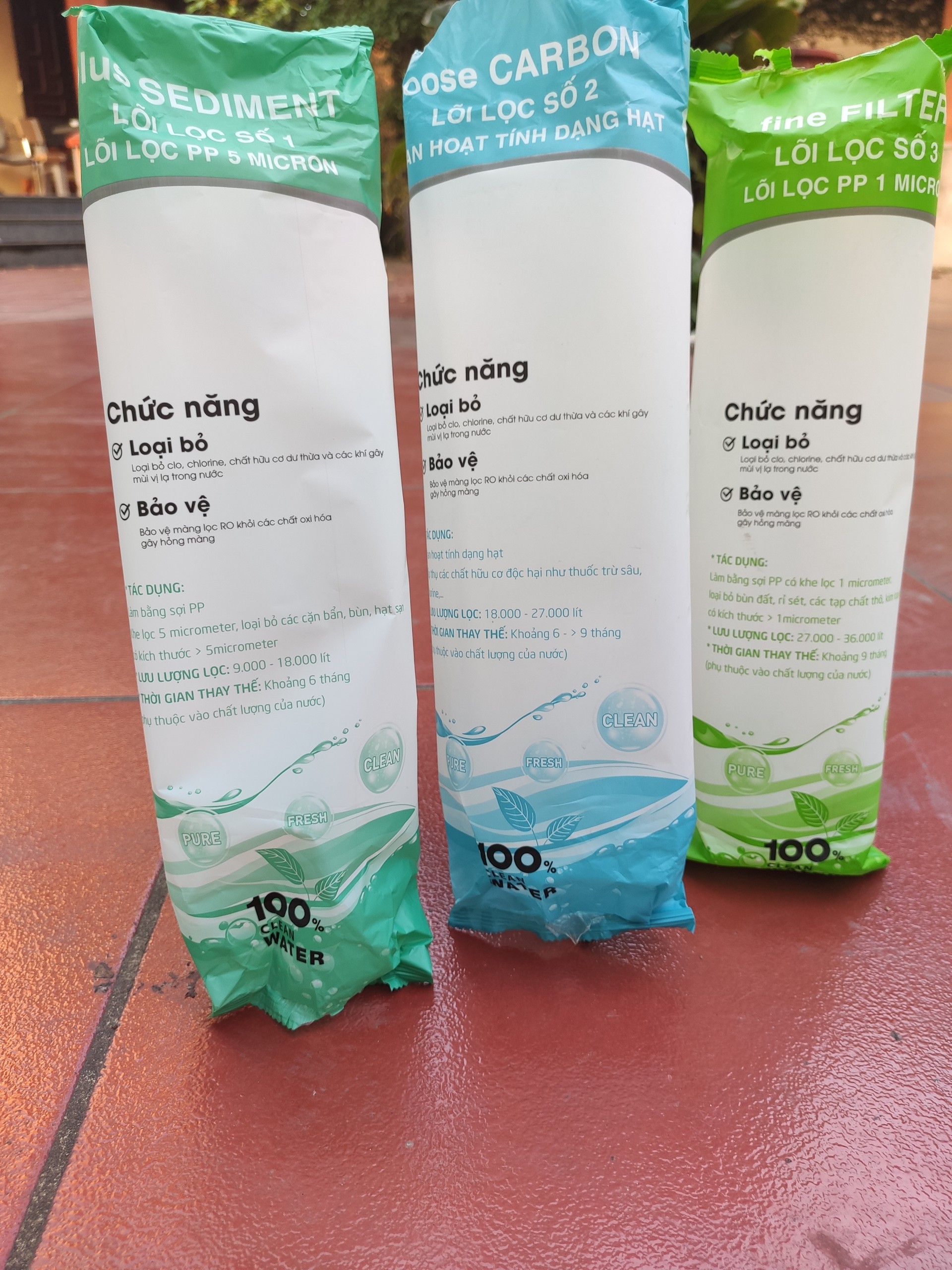Bộ 3 LÕI LỌC NƯỚC số 1,2,3 lõi lọc thô dùng cho máy lọc nước R.O gia đình