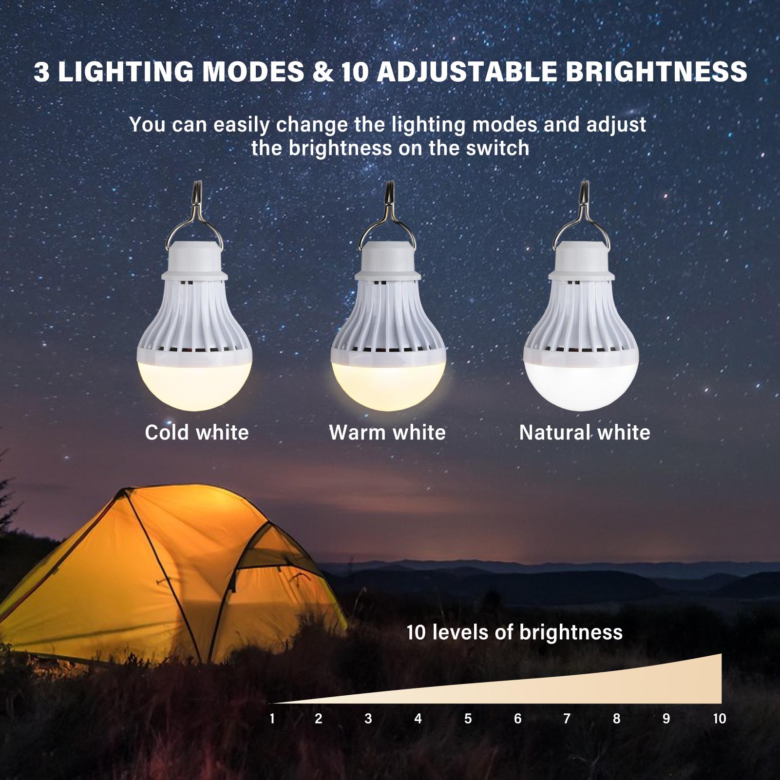 Đèn LED USB ngoài trời Ánh sáng ấm / trắng / trắng ấm có thể điều chỉnh độ sáng có móc treo đi bộ, đi cắm trại