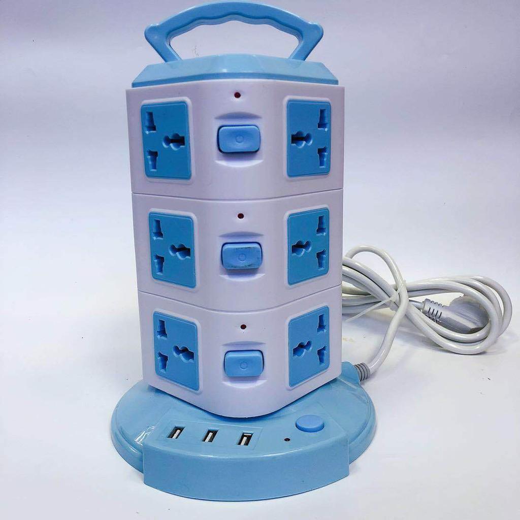Ổ CẮM TRỤ 3 TẦNG ĐA NĂNG CÓ CỔNG SẠC USB DÂY 2M LÕI ĐỒNG SIÊU BỀN CHỊU NHIỆT CAO