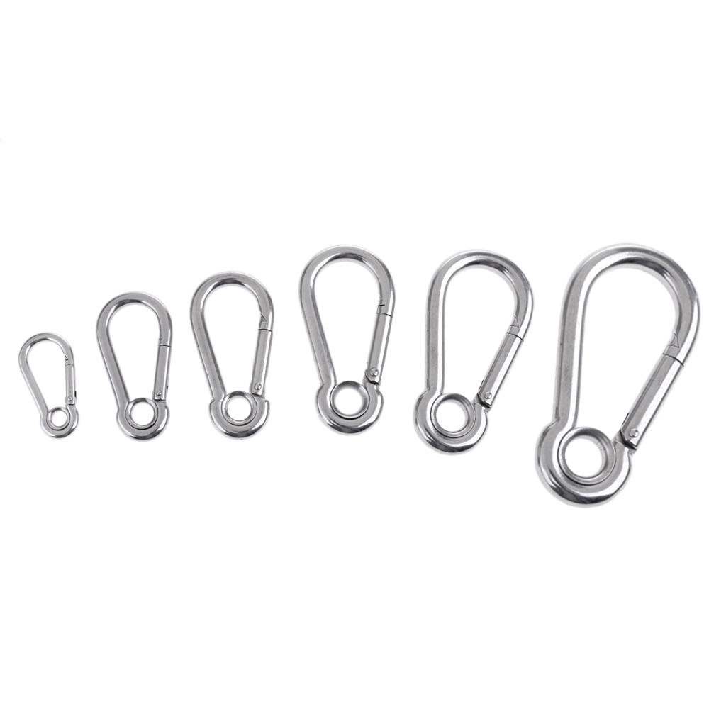 2xStainless Steel Climbing Carabiner with Eye for Climbing/ Hiking 5 x 50 mm