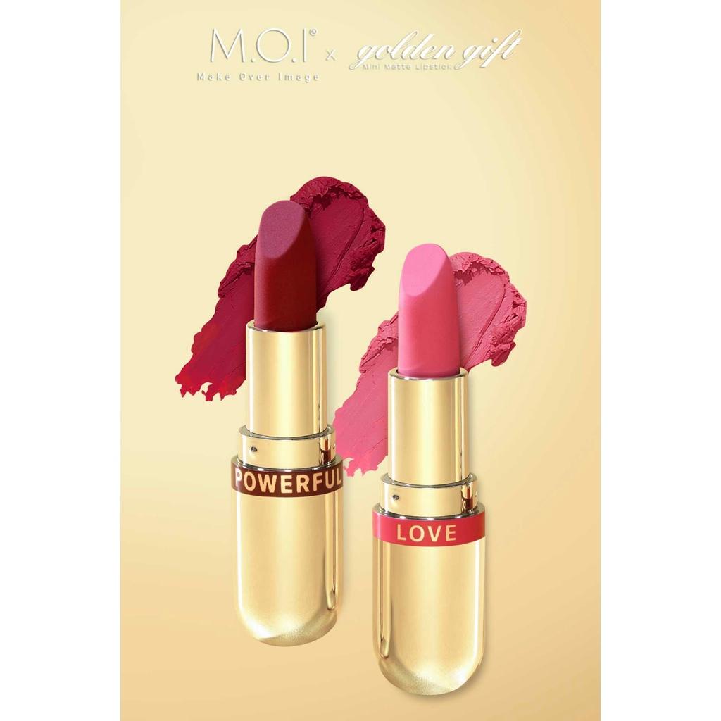 Son Môi Mini - SET LOVE 2 Thỏi - MOI Cosmetics Hồ Ngọc Hà - Golden Gift