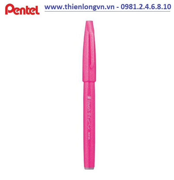 Bút lông viết thư pháp hiện đại Pentel SES15C-P màu Hồng; Calligraphy Fude Touch Sign - Pink