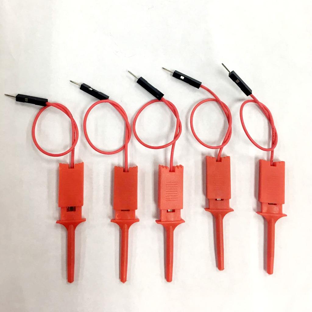 5 Mini Đầu Dò Thử Móc Kẹp Logic Analyser Thử Nghiệm Tiểu Ly Dòng Đỏ