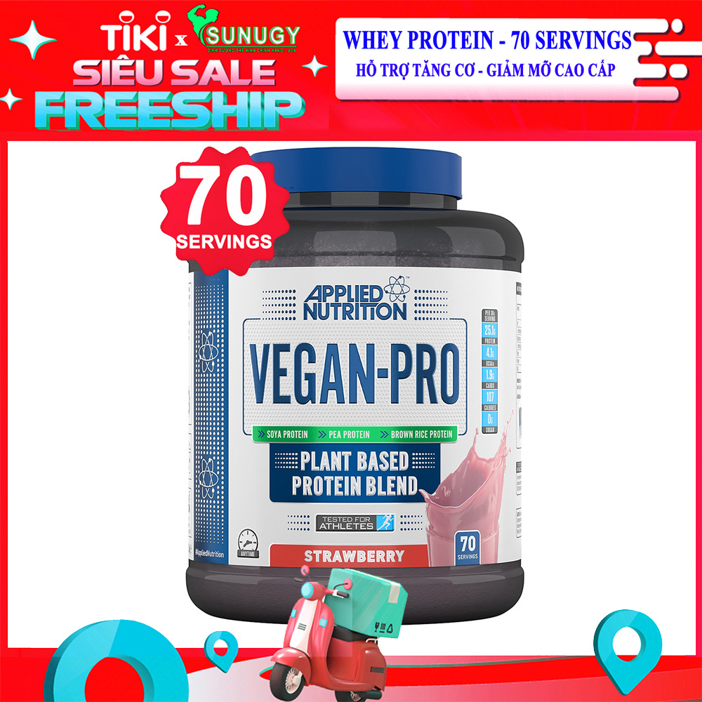 Sữa tăng cơ VEGAN PRO hộp 70 lần dùng của APPLIED NUTRITION với 100% protein từ thực vật - hỗ trợ tăng cơ giảm mỡ cao cấp