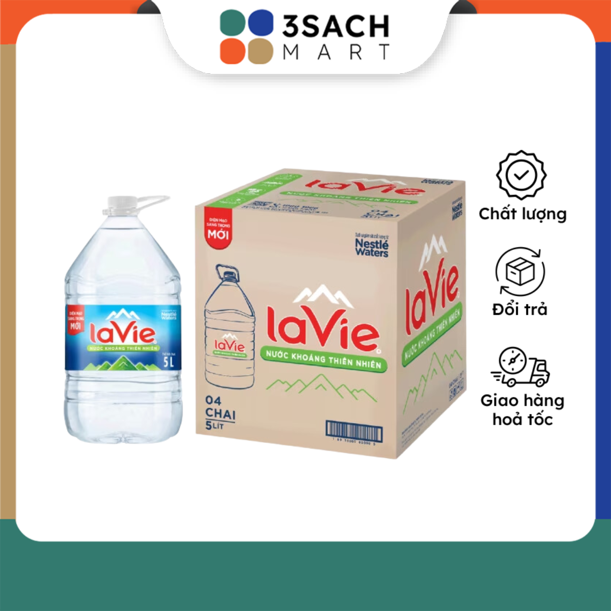 Thùng 4 Chai Nước Uống Đóng Chai Lavie (Chai 5L)