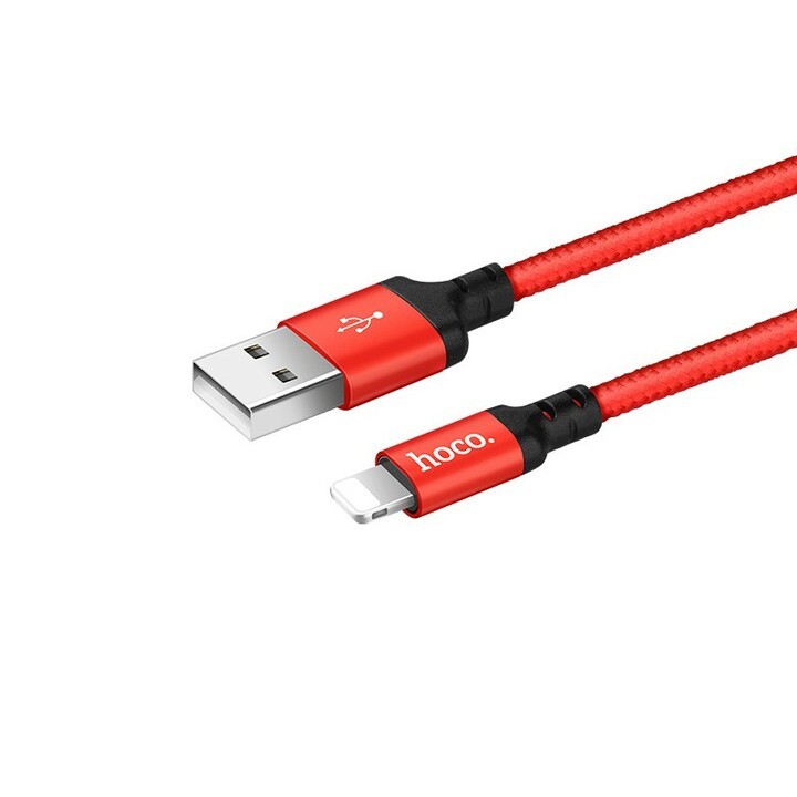 Cáp Sạc truyền dữ liệu 2.4 chống dối, dây dù dành cho Iphone,Ipad Hoco X14 Giao màu ngẫu nhiên- Hàng chính hãng