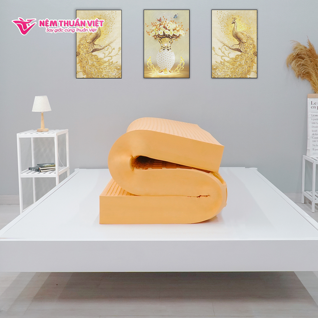 Nệm Cao Su Thuần Việt Deluxe 100% Cao Su Thiên Nhiên, Bền Bỉ, Thoáng Mát, Êm Ái