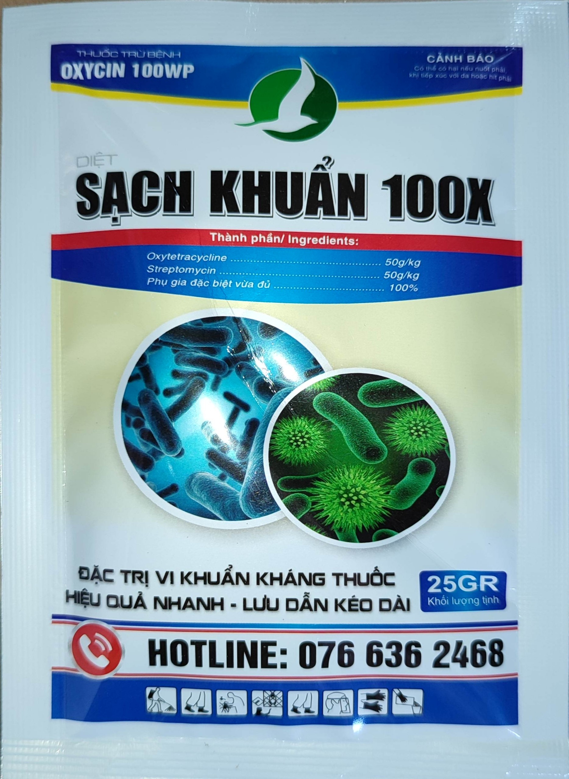 SẠCH KHUẨN GÓI 25GR. Phòng: thối gốc, lép vàng, cháy bìa lá, thối nhũn