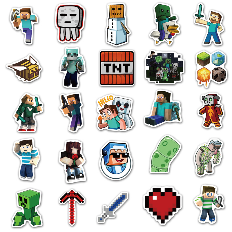 Sticker 50 miếng hình dán Minecraft