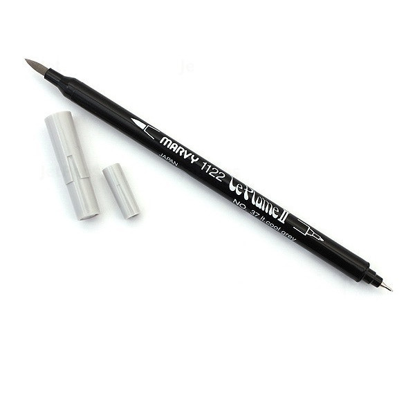 Bút lông hai đầu màu nước Marvy LePlume II 1122 - Brush/ Extra fine tip - Lt. Cool Grey (37)