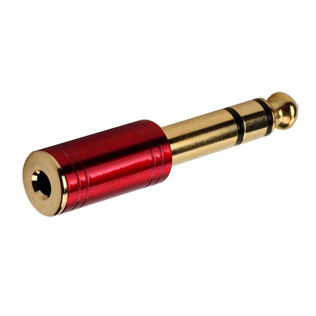 Metal 3.5mm Female to 6.5 Male Audio Stereo Headset Adapter Converter Red