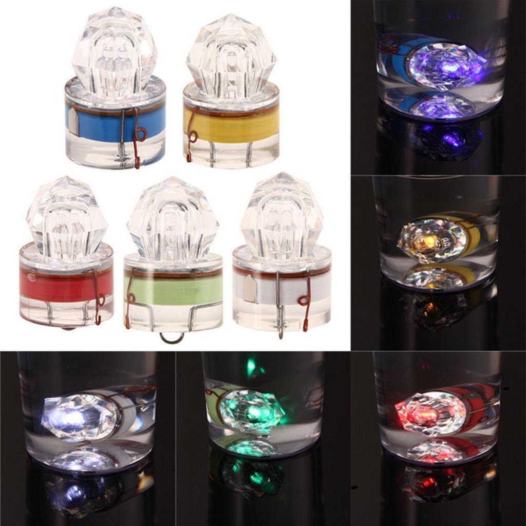 2 Pieces White and Green LED Deep Drop Diamond Fishing Flash Light Bait Lure Squid Strobe Lamp