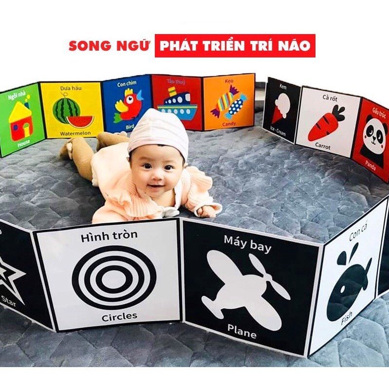 Trọn bộ 3 tranh kích thích thị giác cho não bộ bé phát triển toàn diện theo từng giai đoạn phát triển của trẻ từ 0 đến 3 tuổi, chất liệu giấy cứng siêu bền