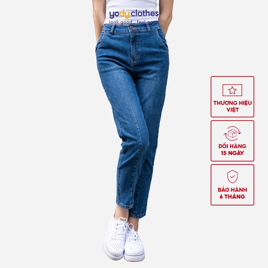 Quần jeans nữ baggy YODY xếp ly tôn dáng, phom ôm co dãn 4 chiều thoải mái QJN5092