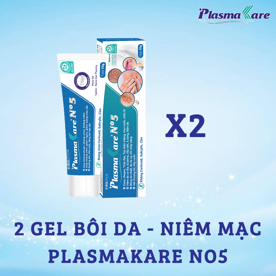 Combo 02 Gel PlasmaKare No5 chuyên kiến ba khoang, thuỷ đậu, tay chân miệng, zona, bỏng do mọi nguyên nhân, an toàn cho trẻ sơ sinh, dùng cho vết thương hở