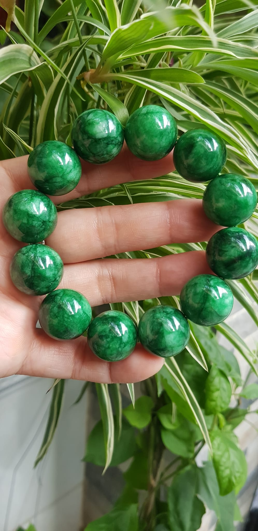 ️Vòng Tay Nam Đá Cẩm Thạch Xanh lá Size lớn hạt 18mm bóng đẹp hợp Các Anh Mệnh Mộc mệnh Hỏa đeo là một món trang sức tuyệt vời cho các quý ông ạ