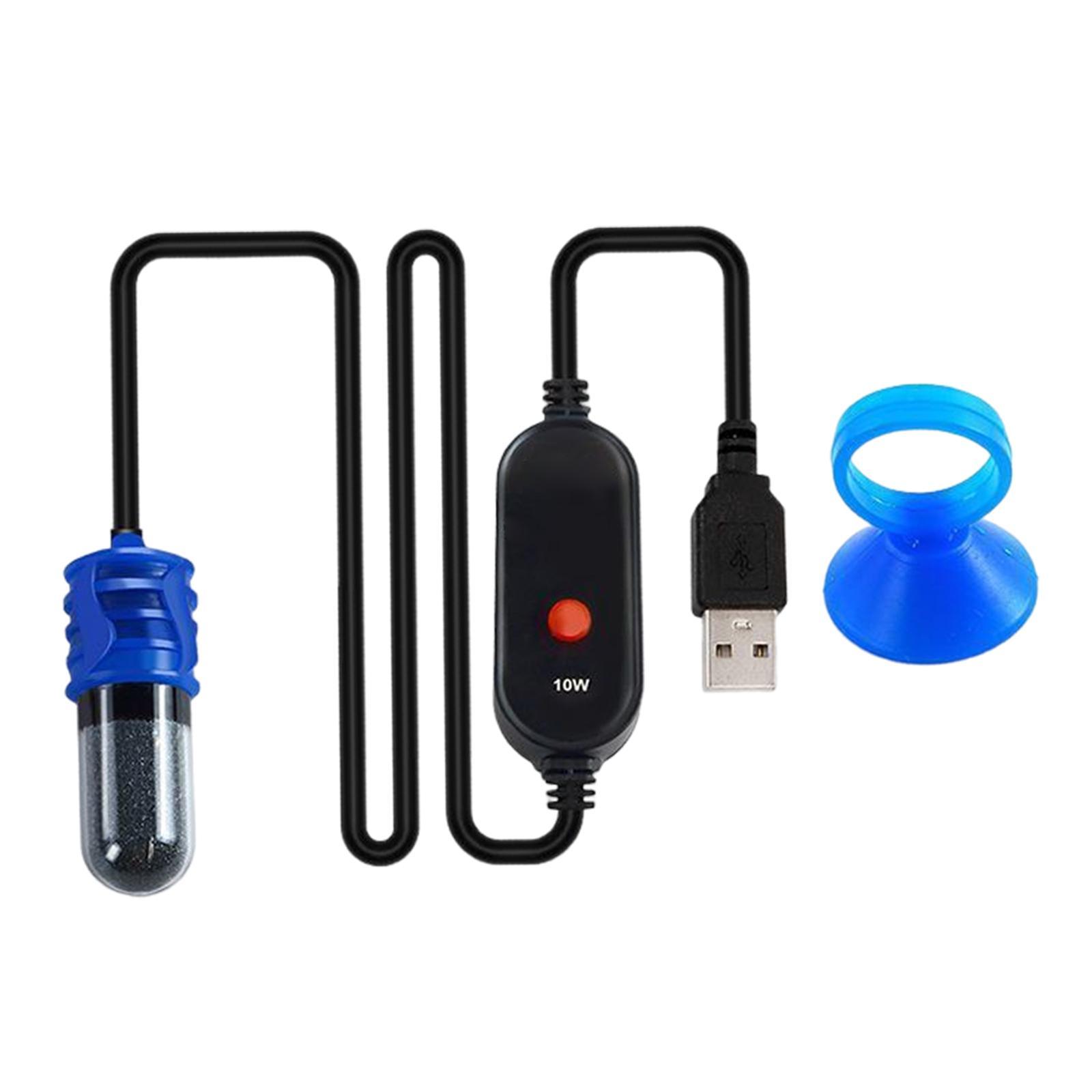 Mini Aquarium Heater Adjustable USB Heating Rod Submersible Thermostat