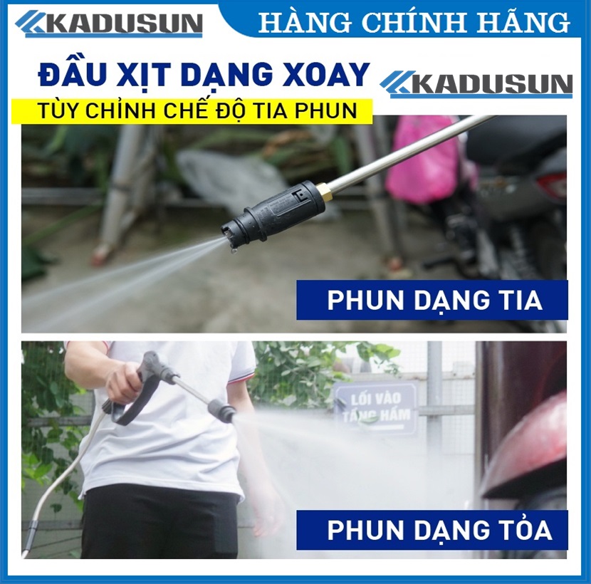 Máy rửa xe Kadusun | Lõi đồng 100% | Chỉnh áp lực | Máy rửa xe mini | Máy xịt rửa gia đình tặng bình bọt tuyết