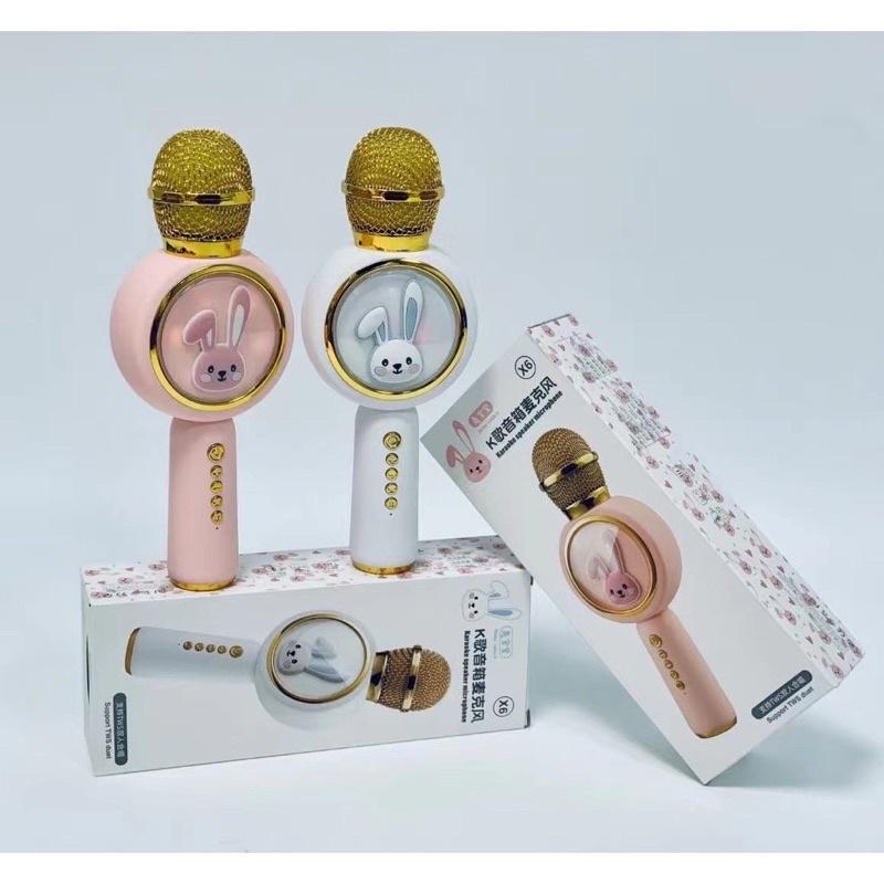 Micro Karaoke Bluetooth Không Dây Kèm Loa X6 Hình Thỏ Đáng Yêu Âm Thanh Hay Trầm Ấm Hát Hay Bắt Mic Tốt Bảo Hành 6 Tháng