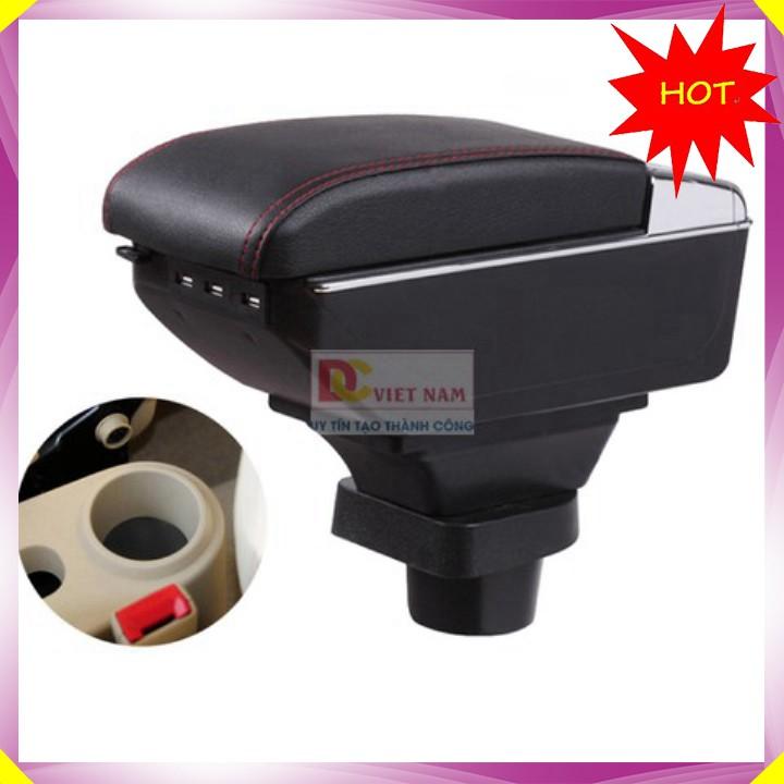 Hộp tỳ tay ô tô cao cấp DUSBF tích hợp 7 cổng USB dùng cho xe: Chevrolet Spark, Toyota Vios 2003-2007 - 2 màu: Đen và Be