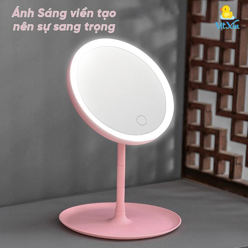 Gương trang điểm đèn led ánh sáng 3 cấp độ, Gương trang điểm pin sạc USB