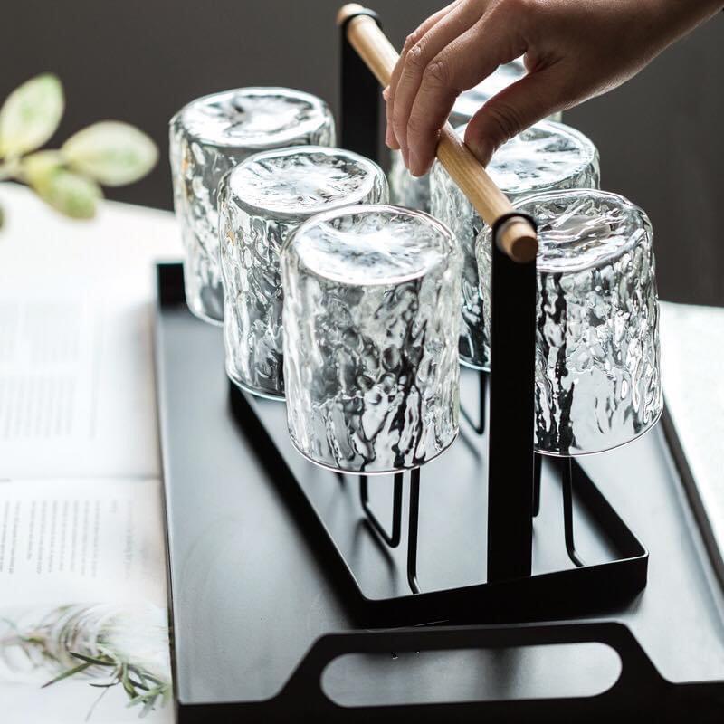 Bình cốc uống nước thủy tinh dập vân kiểu Nhật