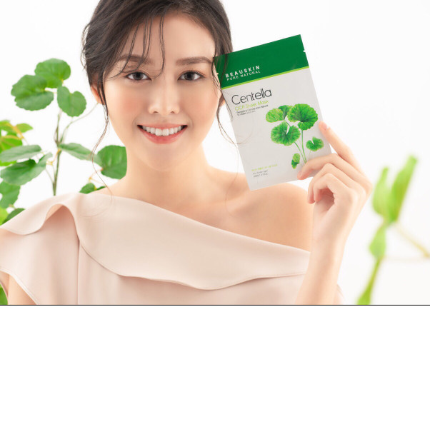 Mặt nạ dưỡng da ngừa mụn trị nám nhanh lành sẹo ngăn lão hóa thêm hồng hào Beauskin Centella CICA Sheet Mask, HQ 5x30ml