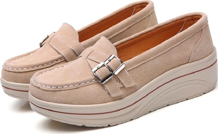 Women's platform Boat Shoes Suede Heighten Waterproof Platform Casual Shoes