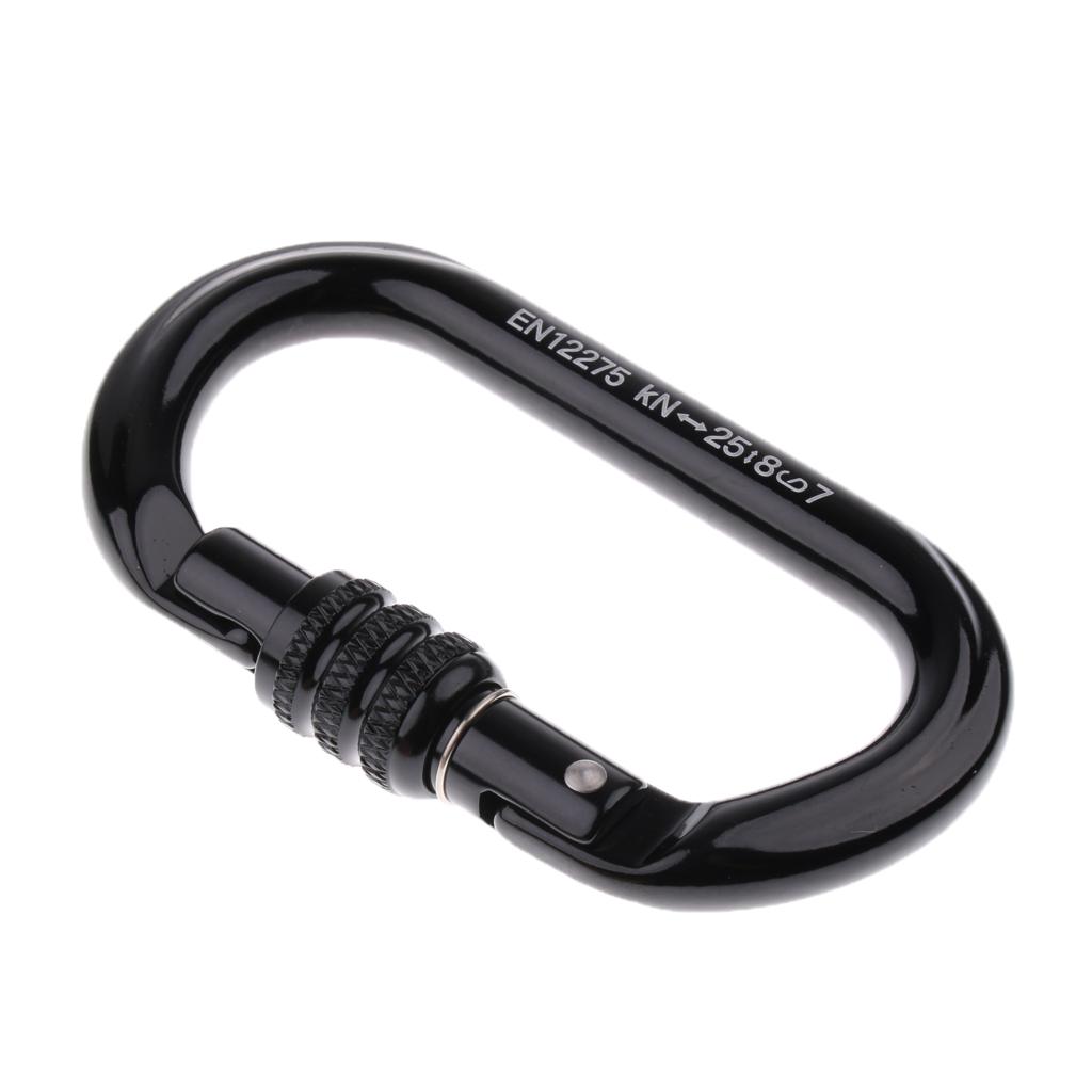 1pcs Outdoor Carabiner O-Shaped Buckle Climbing Carabiner Clip 8-25KN Black