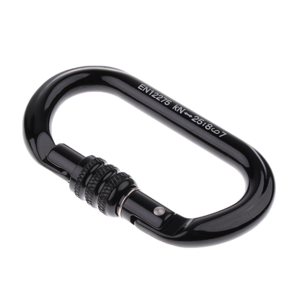 Rock Climbing Carabiner Clip Screw Locking O-Shaped Safety Buckle Aviation Aluminum 8KN-25KN