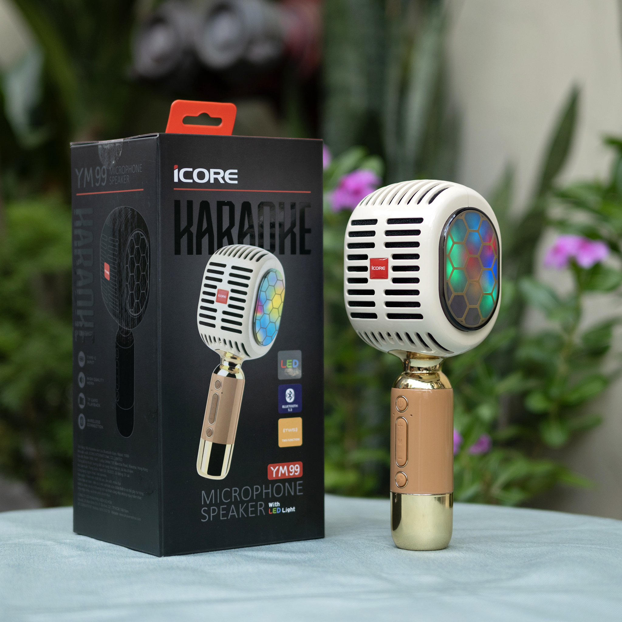 Micro Karaoke kèm loa Bluetooth iCore YM99 - Hàng chính hãng