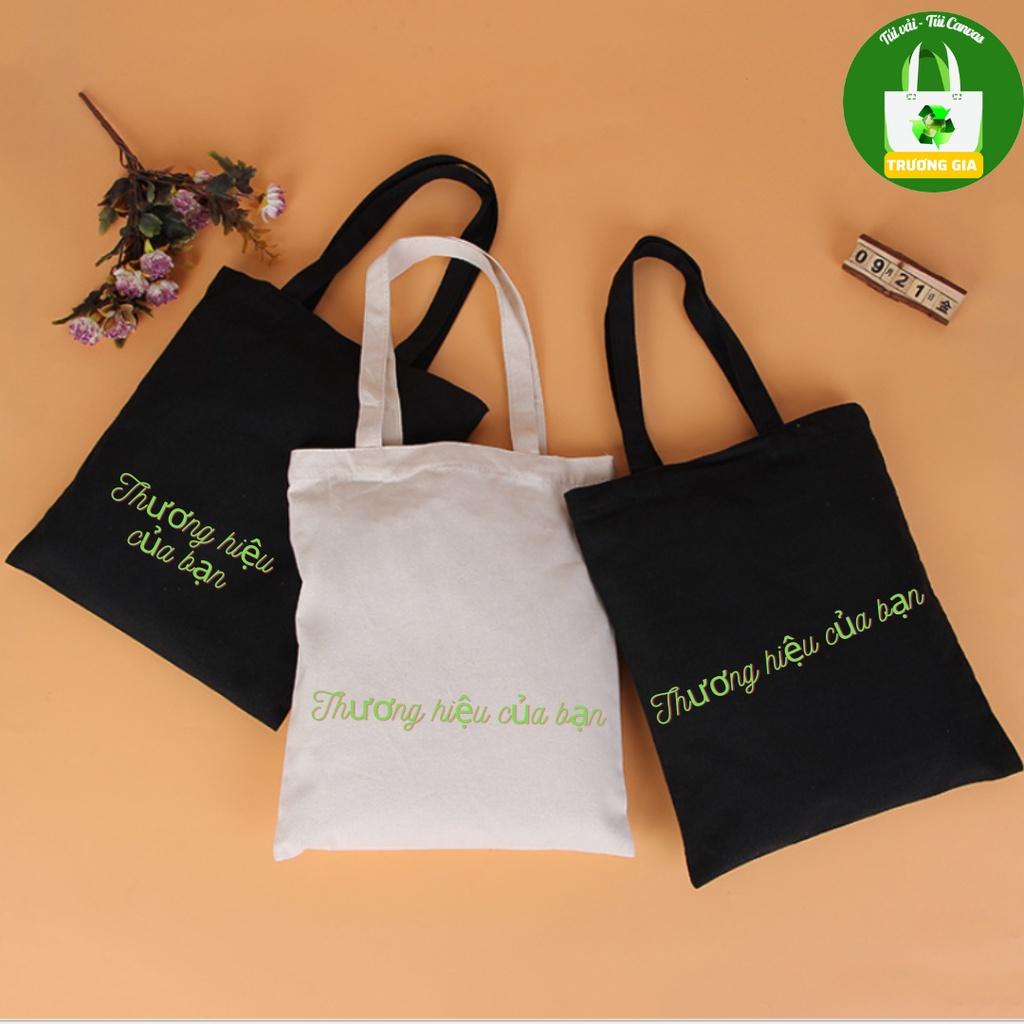 Túi vải Canvas màu đen có khóa kéo Trương Gia Túi Vải - Túi Canvas in logo theo yêu cầu kích thước 33x38x10cm