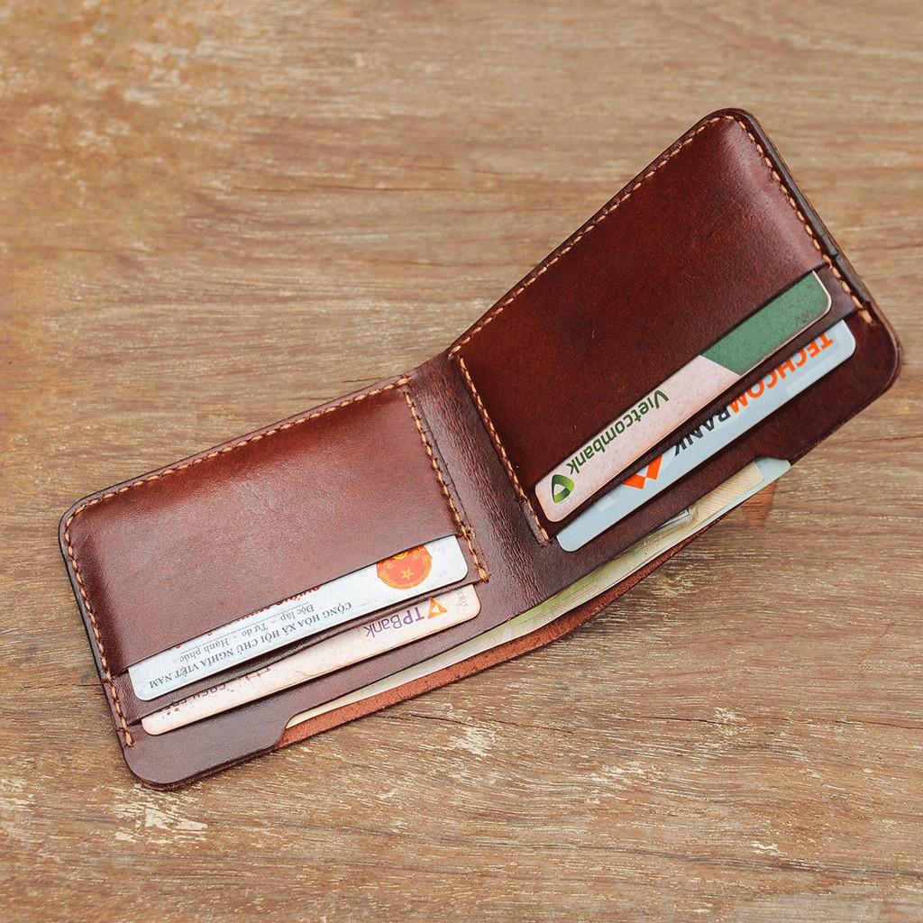 Ví nam mini màu nâu - Đồ da handmade - DT242
