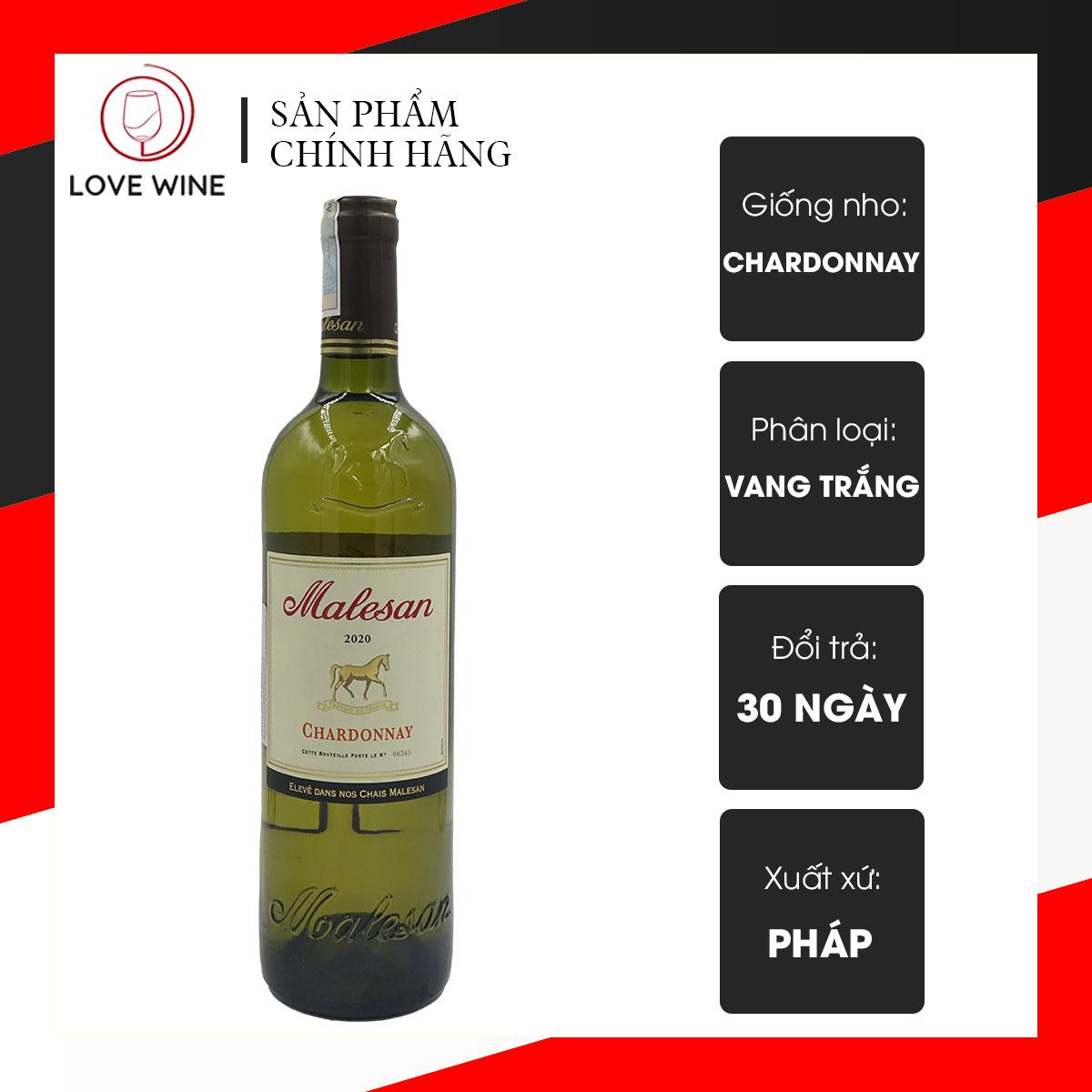 Rượu vang trắng Pháp Malesan Chardonnay 2020