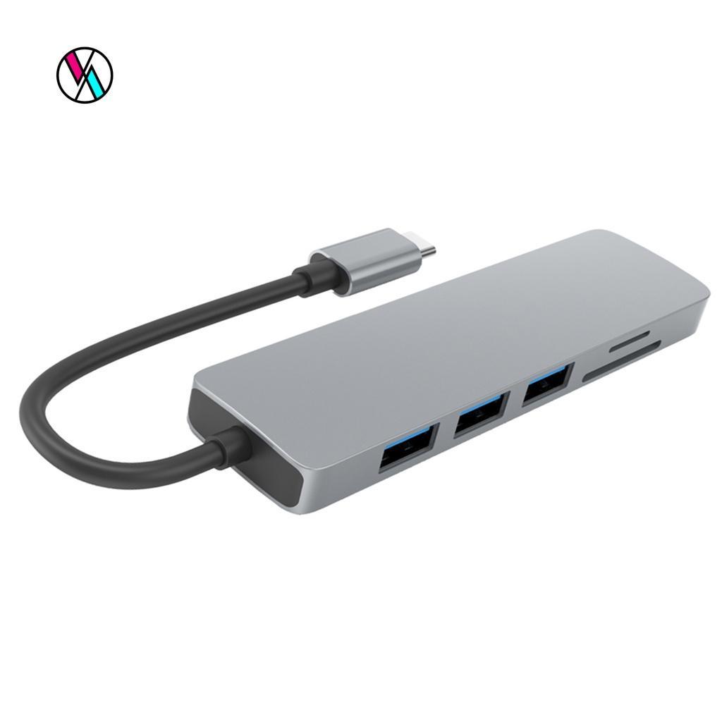 Hub chuyển đổi mở rộng 6 trong 1 4K Type C sang HDMI USB 3.0 Micro-SD TF