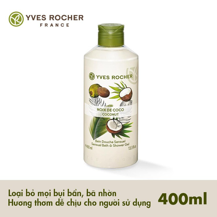 Combo Gel tắm Yves Rocher 400ml + Dưỡng thể Yves Rocher 390ml - Hương Dừa